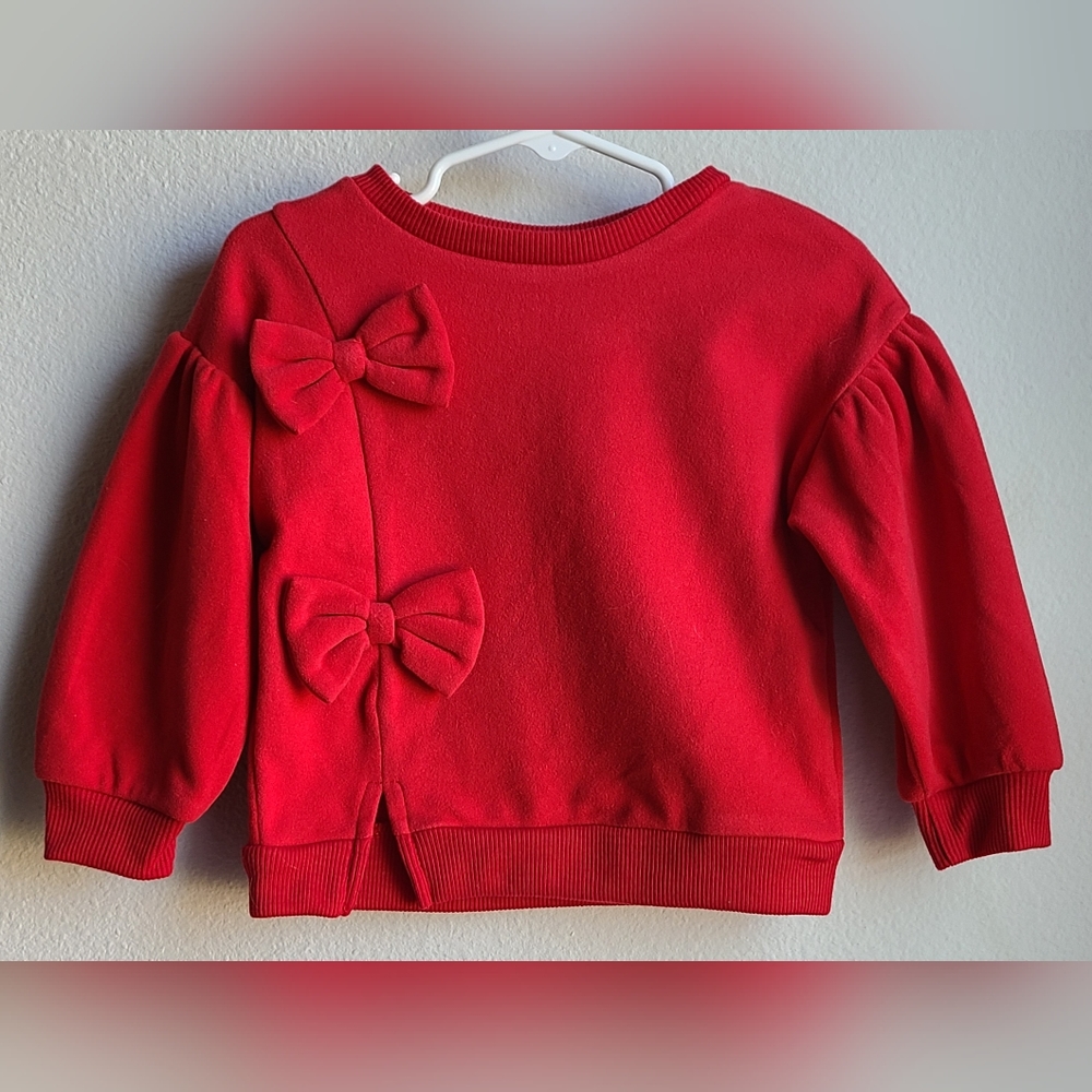 Just Lizzy - Girl's Red LS Top With Bows, Sz 2T
